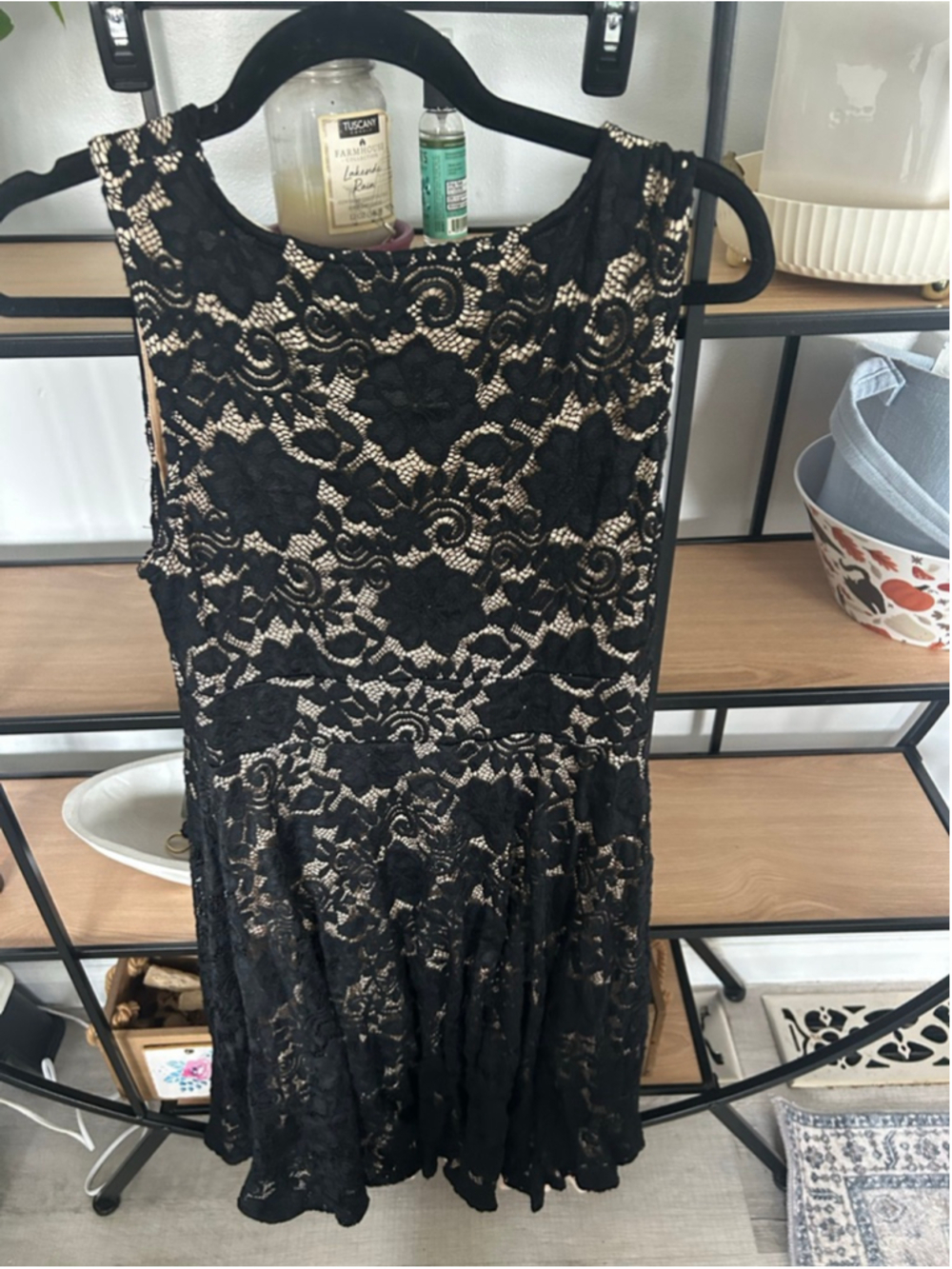 Women's PattyBoutik Black & Beige Lace Mini Dress, Size XL - Picture 4 of 4